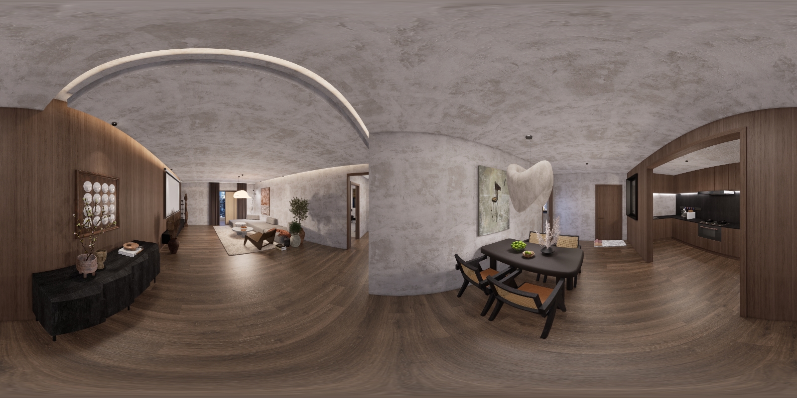 Synthetic Rendered RGB Panorama - Photorealistic Indoor Scene